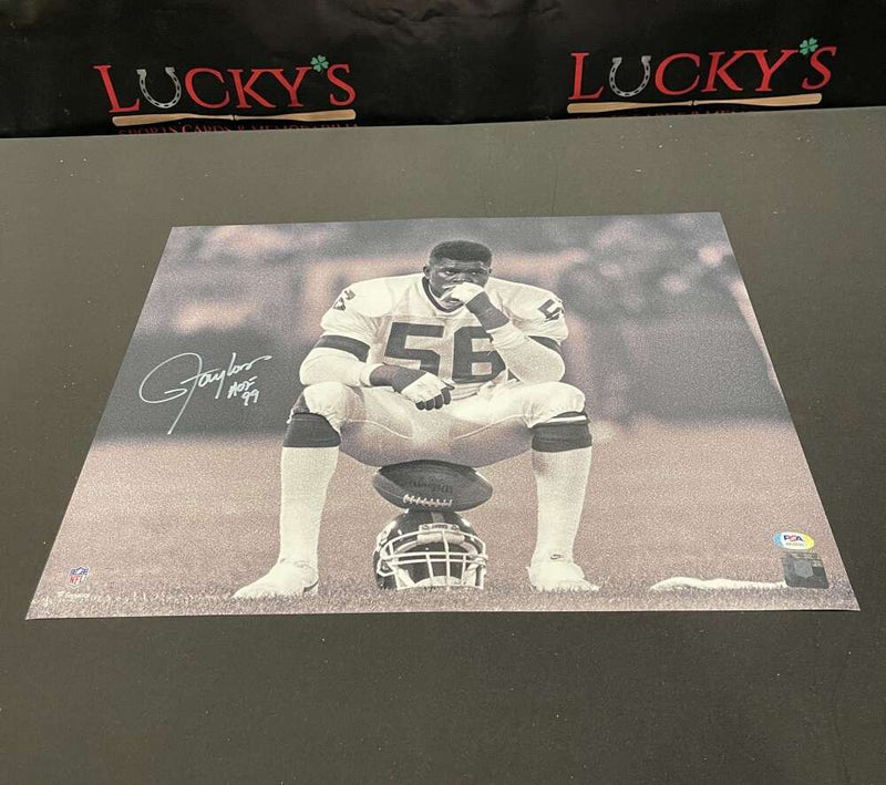 Lawrence Taylor Signed Auto 16x20 Photo Fanatics B&W PSA COA HOF 99 Giants