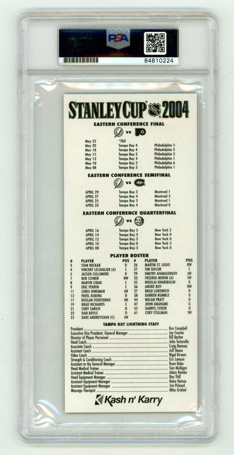 Martin St. Louis Signed 2004 Stanley Cup Game 1 Comm. Ticket w/ Insc. PSA Auto
