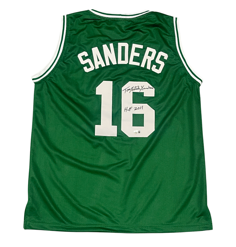 Tom "Satch" Sanders Signed Celtics Custom Jersey w/ HOF 2011 Beckett Wit BAS COA