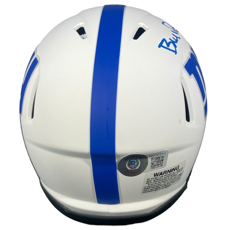 Bill Parcells Signed Giants Lunar Mini Helmet Beckett Witness BAS COA