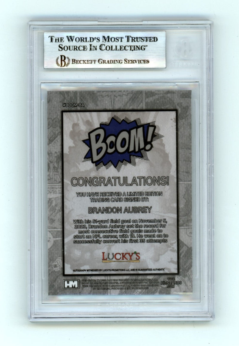 Brandon Aubrey 2024 Hits Memorabilia BOOM Silver Signed BGS BAS Auto Cowboys