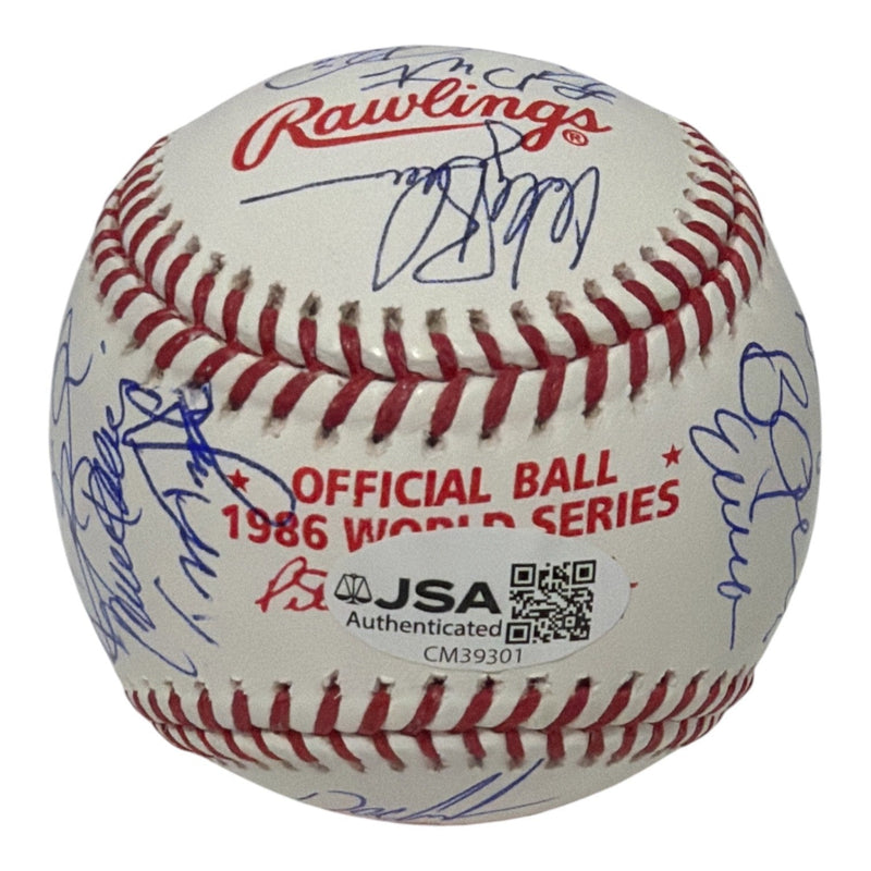 New York Mets Team Signed (23 Auto) 1986 World Series Logo Baseball Insc JSA COA