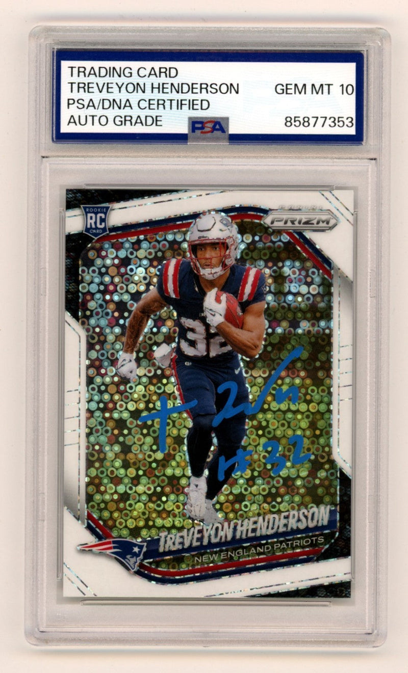 TreVeyon Henderson 2025 Panini White Disco Prizm Signed Auto RC PSA 10 Auto