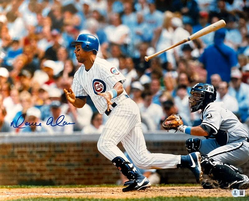 Moises Alou Signed Chicago Cubs 16x20 Photo Beckett Witness BAS COA #1 Bat Flip