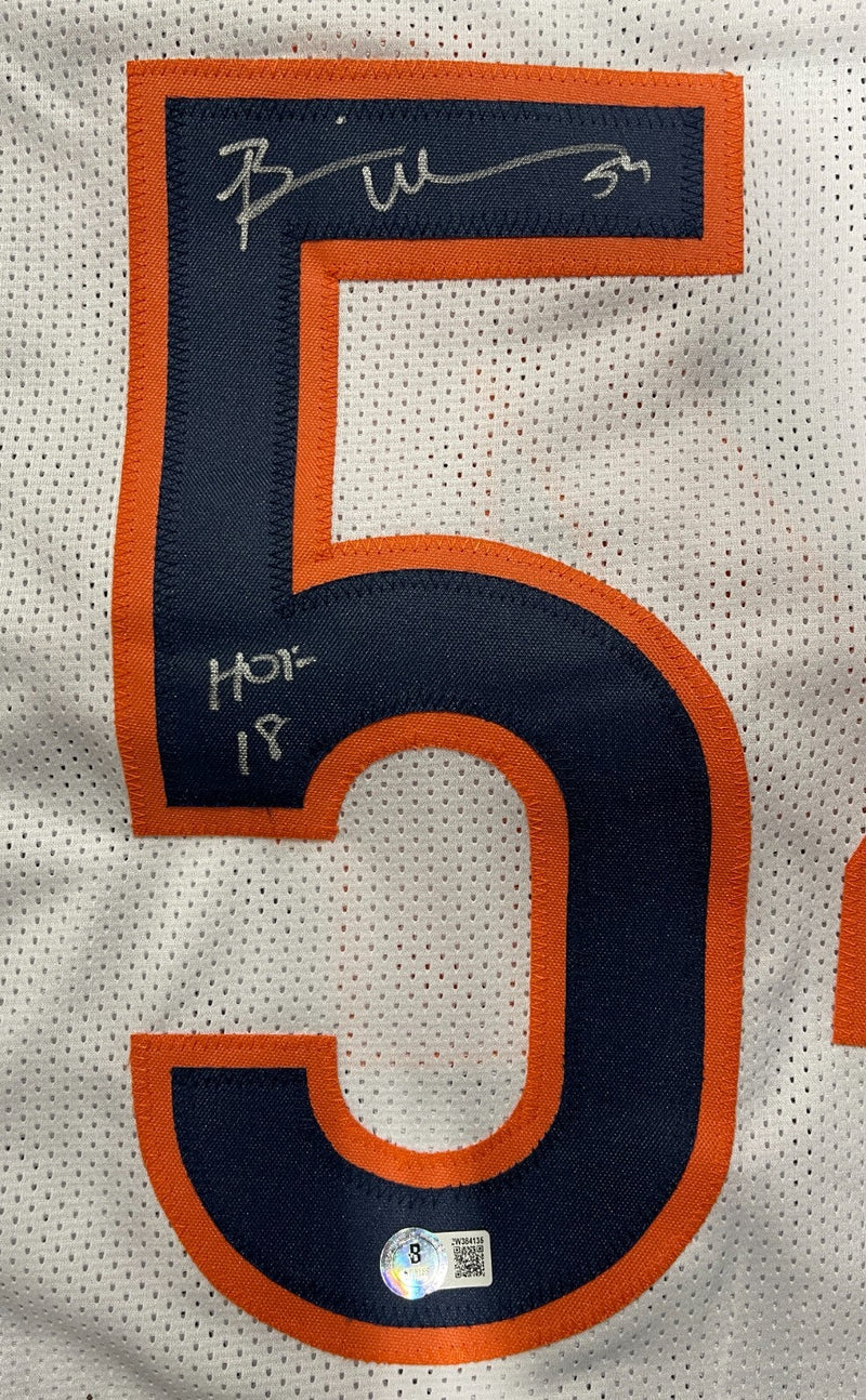 Brian Urlacher Signed Chicago Bears Custom Jersey w/ HOF 18 Beckett Wit BAS COA