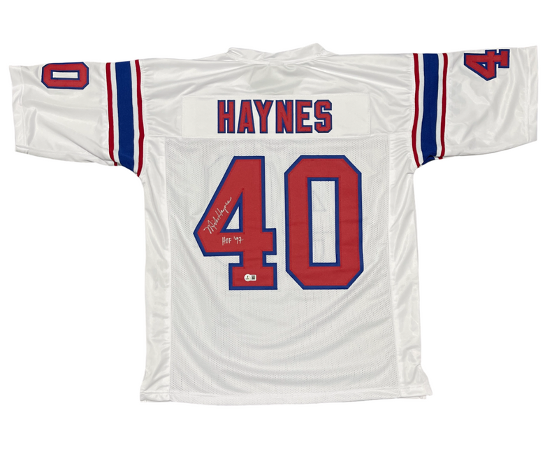 Mike Haynes Signed Patriots Custom Jersey w/ HOF 97 Beckett Witness BAS COA