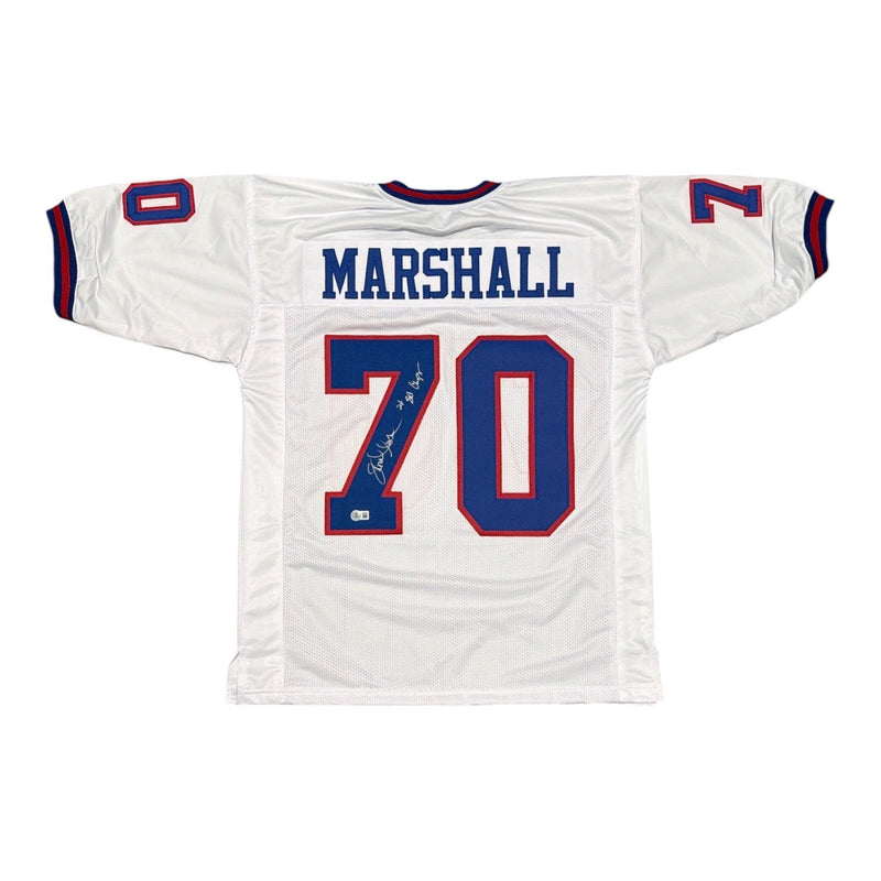 Leonard Marshall Signed Giants Custom Jersey w/ 2x SB Champs Beckett Wit BAS COA