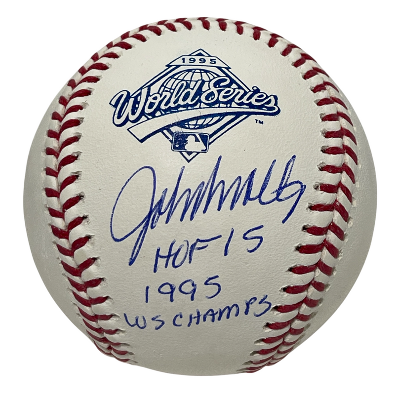 John Smoltz Signed Auto 1995 WS ROMLB Baseball w/ 2 Insc Beckett Witness BAS COA