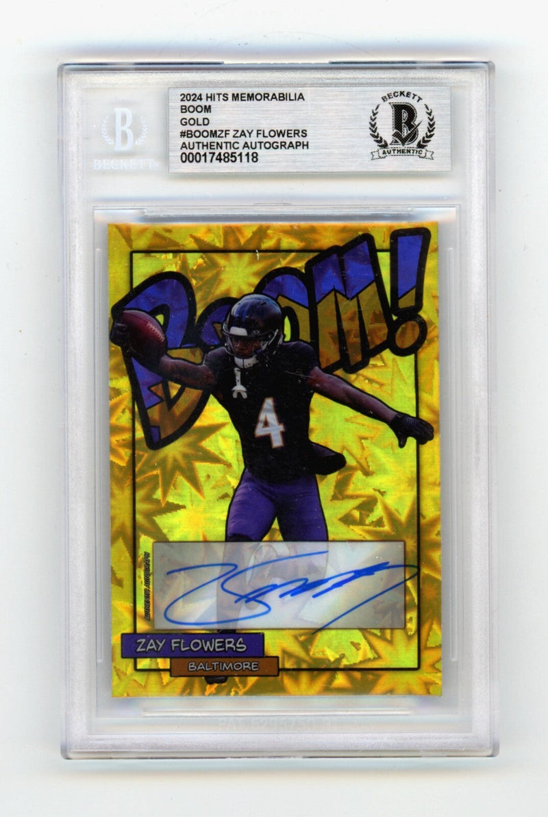 Zay Flowers 2024 Hits Memorabilia BOOM Gold JSY # 4/10 Signed BGS BAS Auto