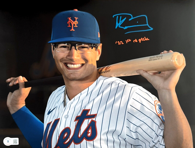 Kevin Parada Signed New York Mets 11x14 Photo w/ 22 1st Rd Pick Beckett BAS COA