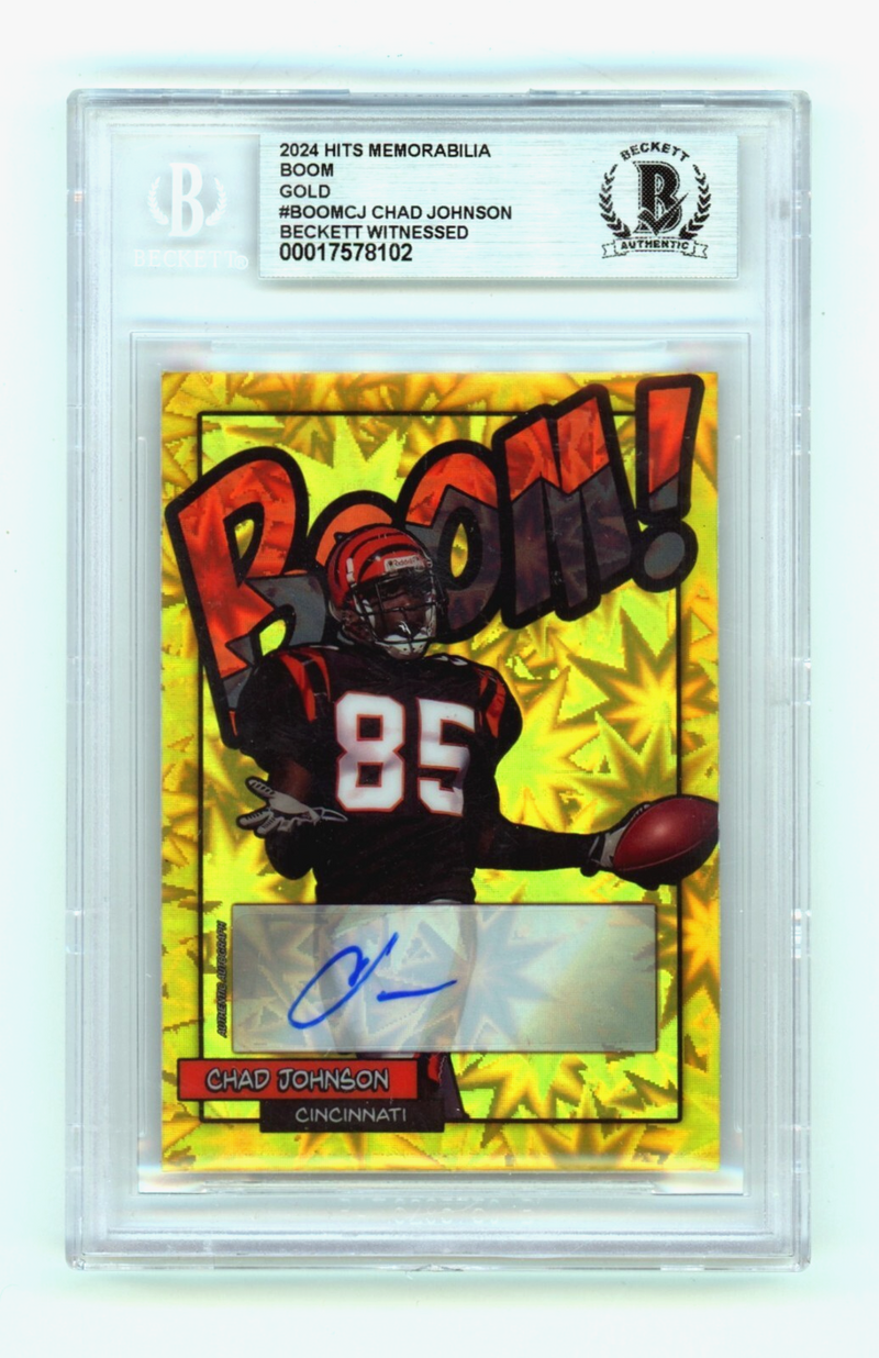 Chad Johnson 2024 Hits Memorabilia BOOM Gold /10 Signed BGS BAS Auto Cincinnati