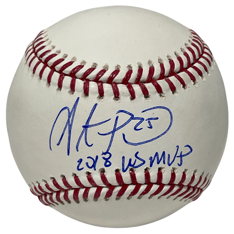 Steve Pearce Signed ROMLB Baseball w/ 2018 WS MVP Insc Beckett Witness BAS COA