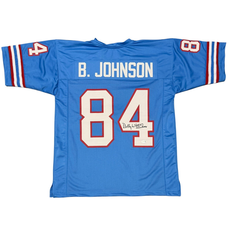 Billy White Shoes Johnson Signed Houston Oilers Custom Jersey JSA Witness COA