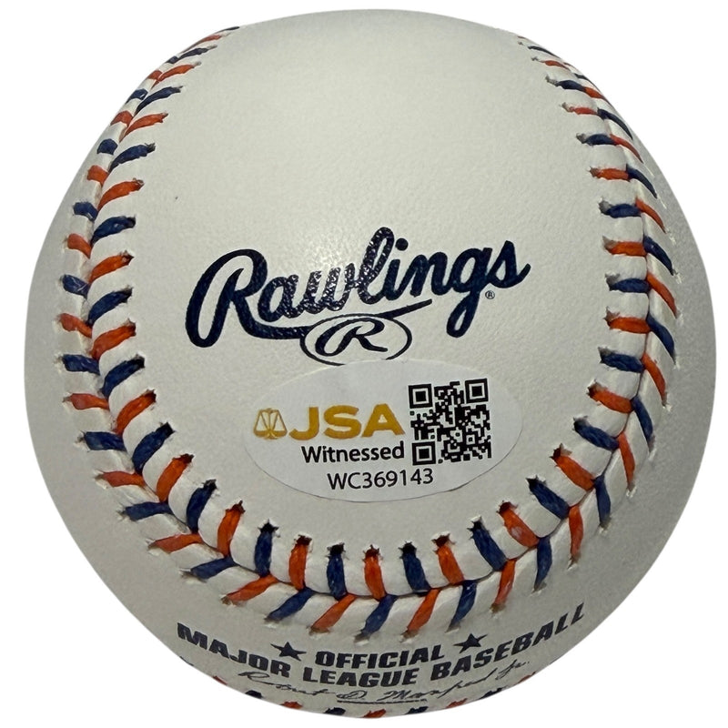 Ron Darling Signed Mets Logo Baseball w 1986 WS Champs / Mets HOF 20 JSA Wit COA
