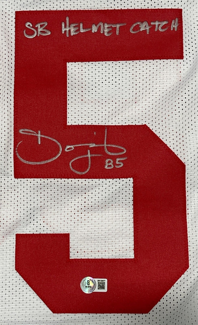 David Tyree Signed Giants Custom Jersey w/ SB Helmet Catch Beckett Wit BAS COA