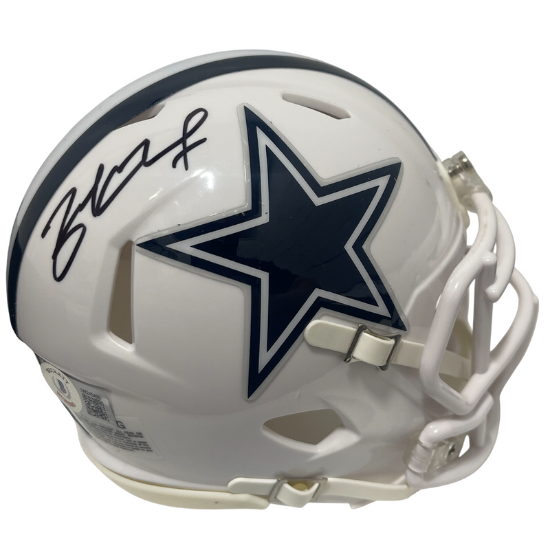 Zack Martin Signed Dallas Cowboys Alt White Mini Helmet Beckett Witness BAS COA