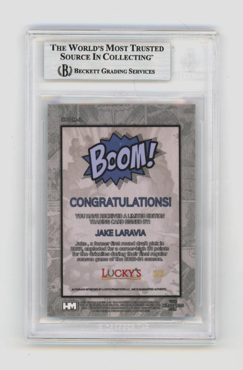 Jake LaRavia 2024 Hits Memorabilia BOOM Blue JSY 3/3 Signed BGS BAS Auto Memphis