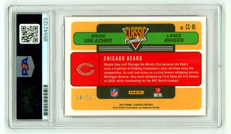 Brian Urlacher Lance Briggs 2021 Panini Classic Combos Red #/50 Signed PSA Auto