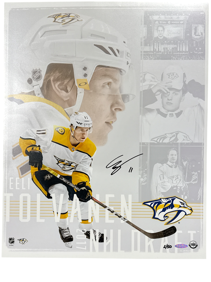 Eeli Tolvanen Signed Draft Day 16x20 Photo #/50 Upper Deck UDA COA Predators