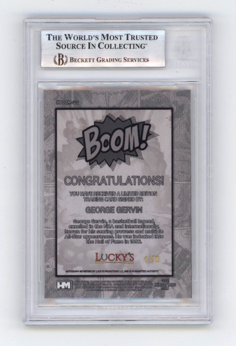 George Gervin 2024 Hits Memorabilia BOOM Gold #/10 Signed BGS BAS Auto Spurs