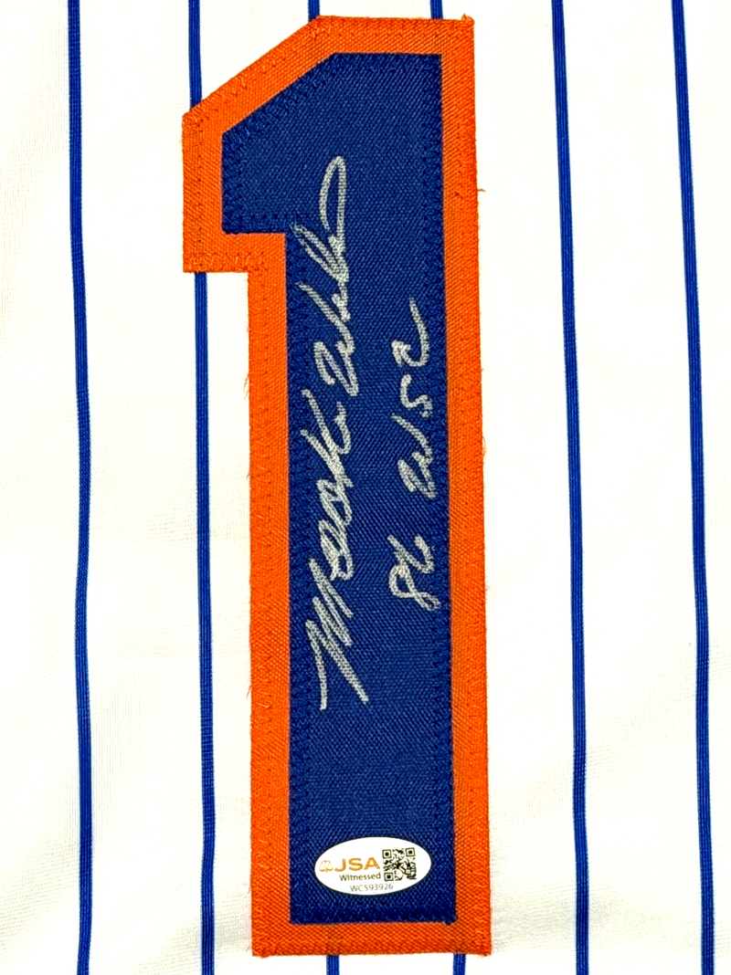 Mookie Wilson Signed New York Mets Custom Jersey w/ 86 WSC JSA Witness COA