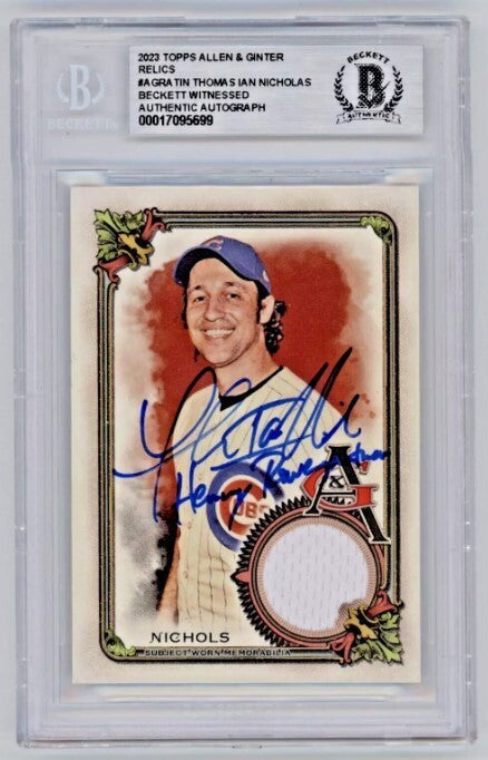 Thomas Ian Nicholas 2023 Allen & Ginter White Jersey w Henry Signed BAS BGS Auto