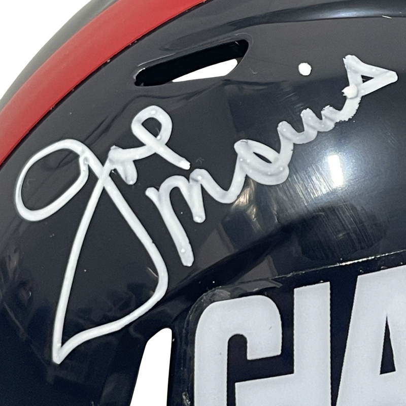 Joe Morris Signed Giants TB Mini Helmet w/ SB XXI Champ Beckett Witness BAS COA