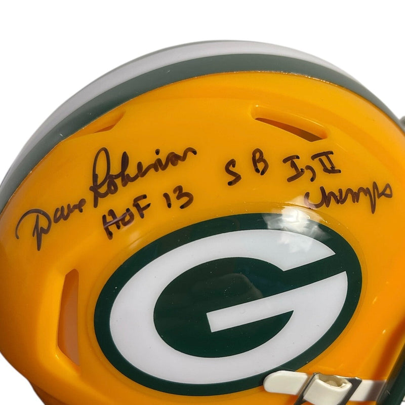 Dave Robinson Signed Green Bay Packers Mini Helmet w/ 2 Ins Beckett Wit BAS COA