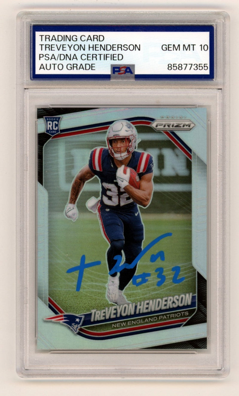 TreVeyon Henderson 2025 Panini Silver Prizm Signed Auto Rookie RC PSA 10 Auto