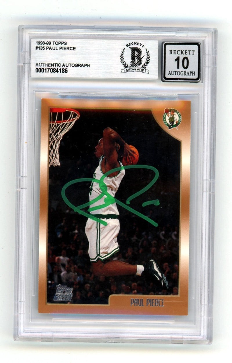 Paul Pierce 1998-99 Topps #135 Rookie RC Signed Beckett BAS BGS 10 Auto Celtics