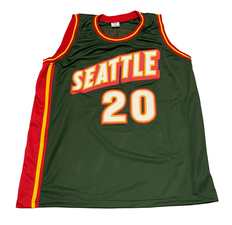 Gary Payton Signed Seattle Supersonics Custom Jersey Beckett Witness BAS COA