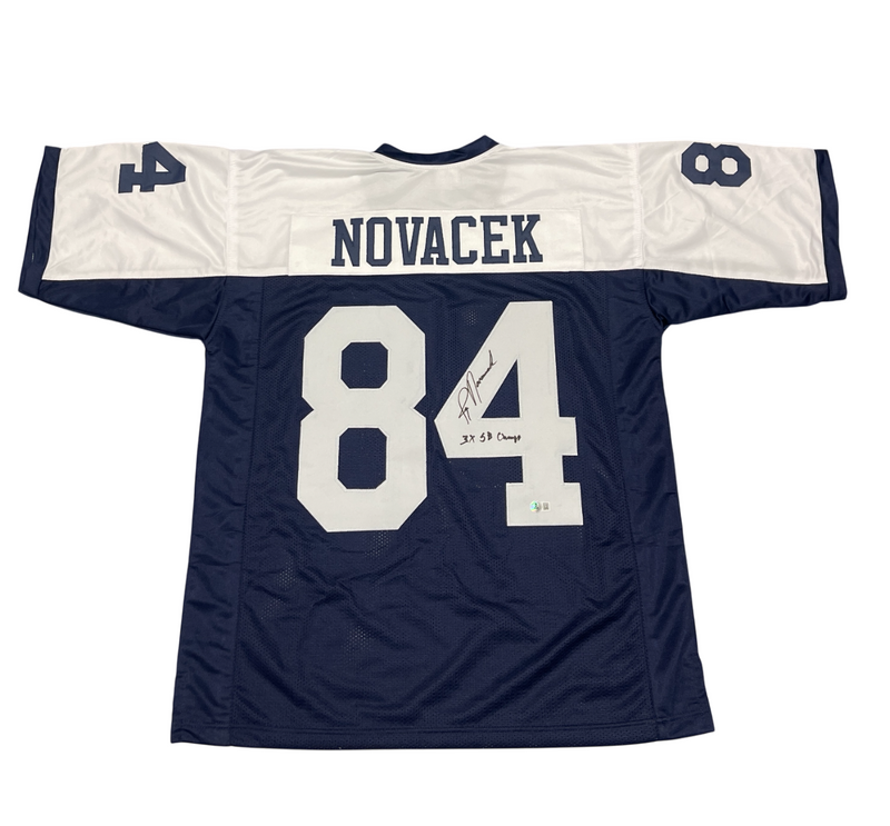 Jay Novacek Signed Dallas Cowboys Custom Jersey w/ 3 SB Champs Beckett W BAS COA