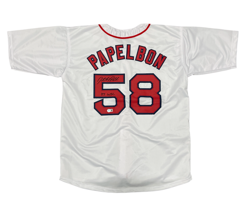 Jonathan Papelbon Signed Boston Red Sox Custom Jersey w 07 WSC Beckett W BAS COA