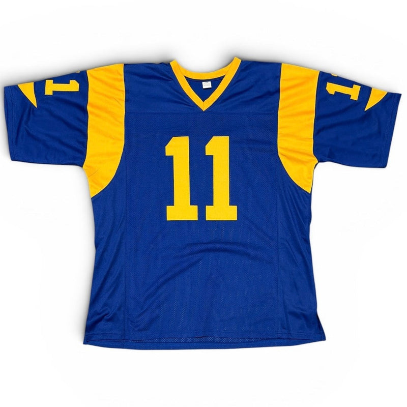 Jim Everett Signed Rams Custom Jersey w/ 90 Pro Bowl Beckett Witness BAS COA