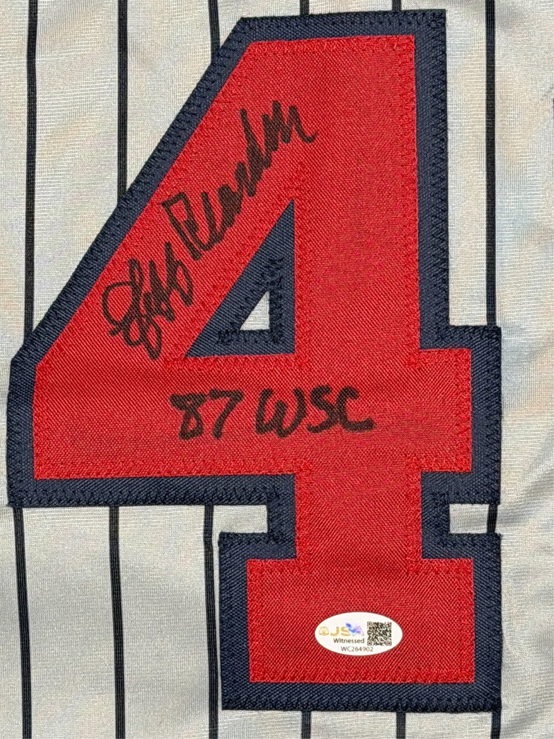 Jeff Reardon Signed Minnesota Twins Grey Custom Jersey 87 WSC JSA Witness COA