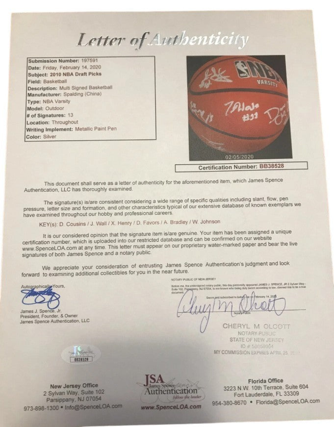 2009 Jordan Brand Classic Signed Auto Spalding NBA Basketball JSA Wall Cousins +