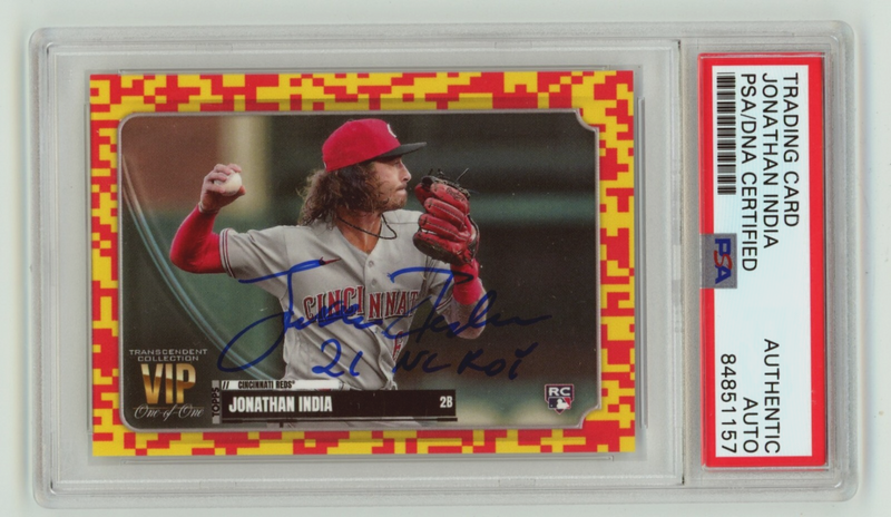 Jonathan India 2021 Topps Transcendent Collection VIP 1/1 RC Auto In PSA 10 Auto