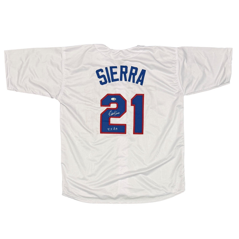 Ruben Sierra Signed Texas Rangers Custom Jersey w/ 4x AS Insc. JSA Witness COA W