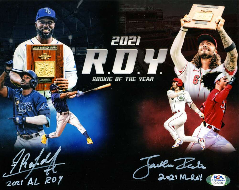 Randy Arozarena & Jonathan India Dual Signed 8x10 Photo w/ 2021 ROY PSA COA #2