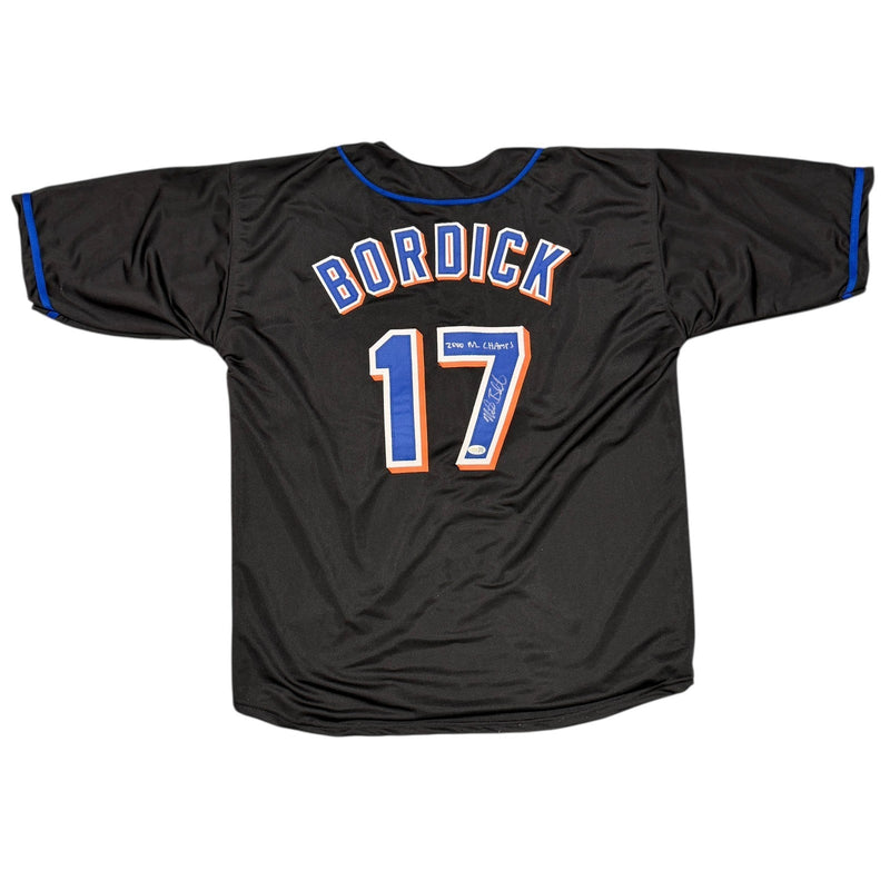 Mike Bordick Signed New York Mets Custom Jersey w/ 2000 NL Champs JSA Wit COA
