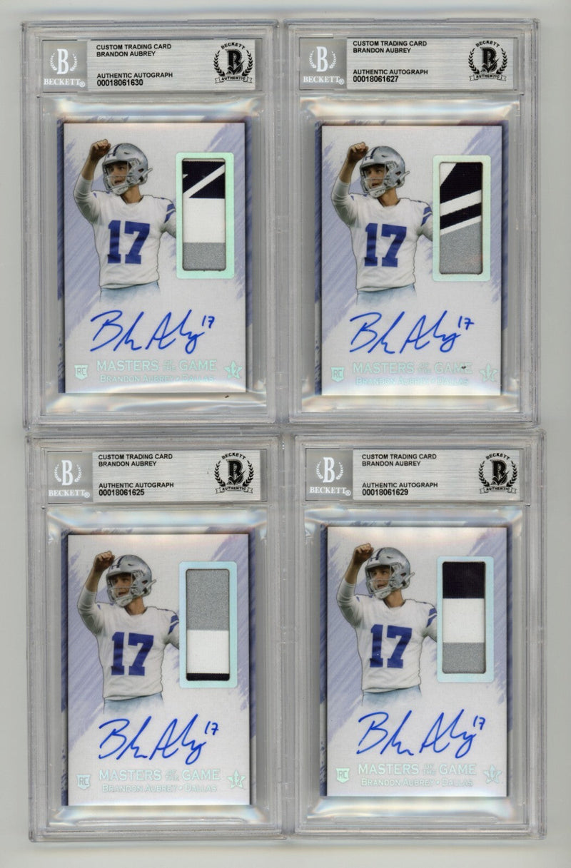 Brandon Aubrey 2023 Hits Memorabilia Silver V RPA Patch Auto RC /17 BGS BAS