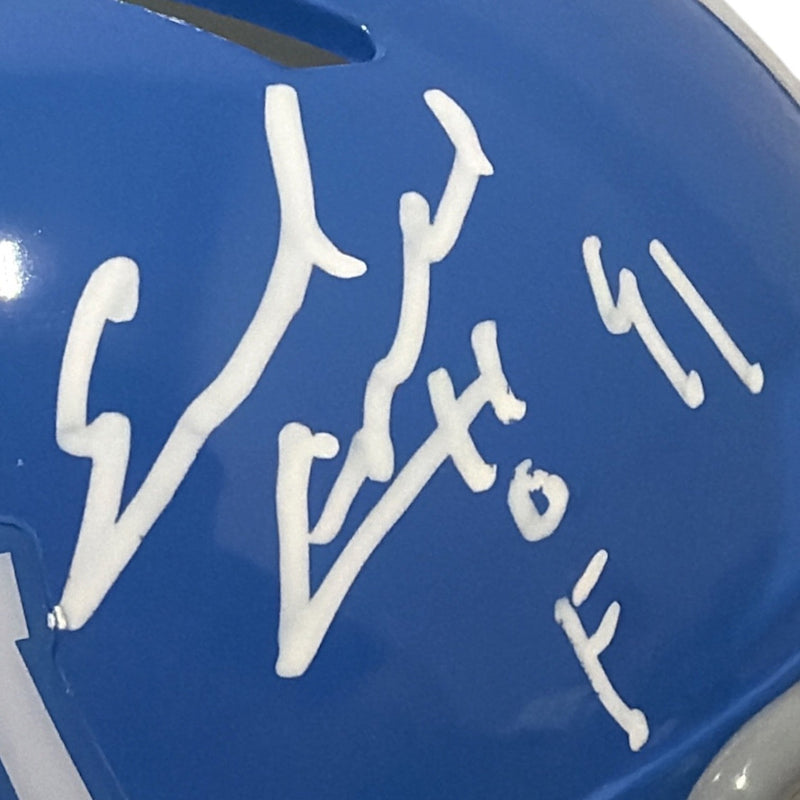 Earl Campbell Signed Houston Oilers Blue TB Mini Helmet w HOF 91 JSA Witness COA