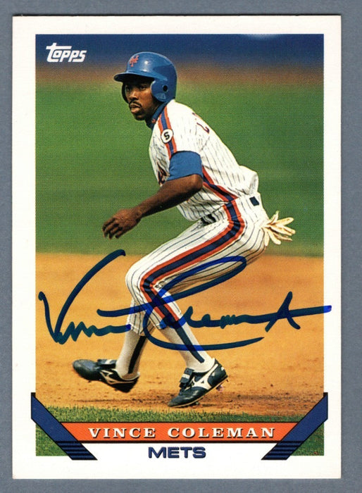 Vince Coleman Signed Autographed 1993 Topps #765 LSCM COA New York Mets