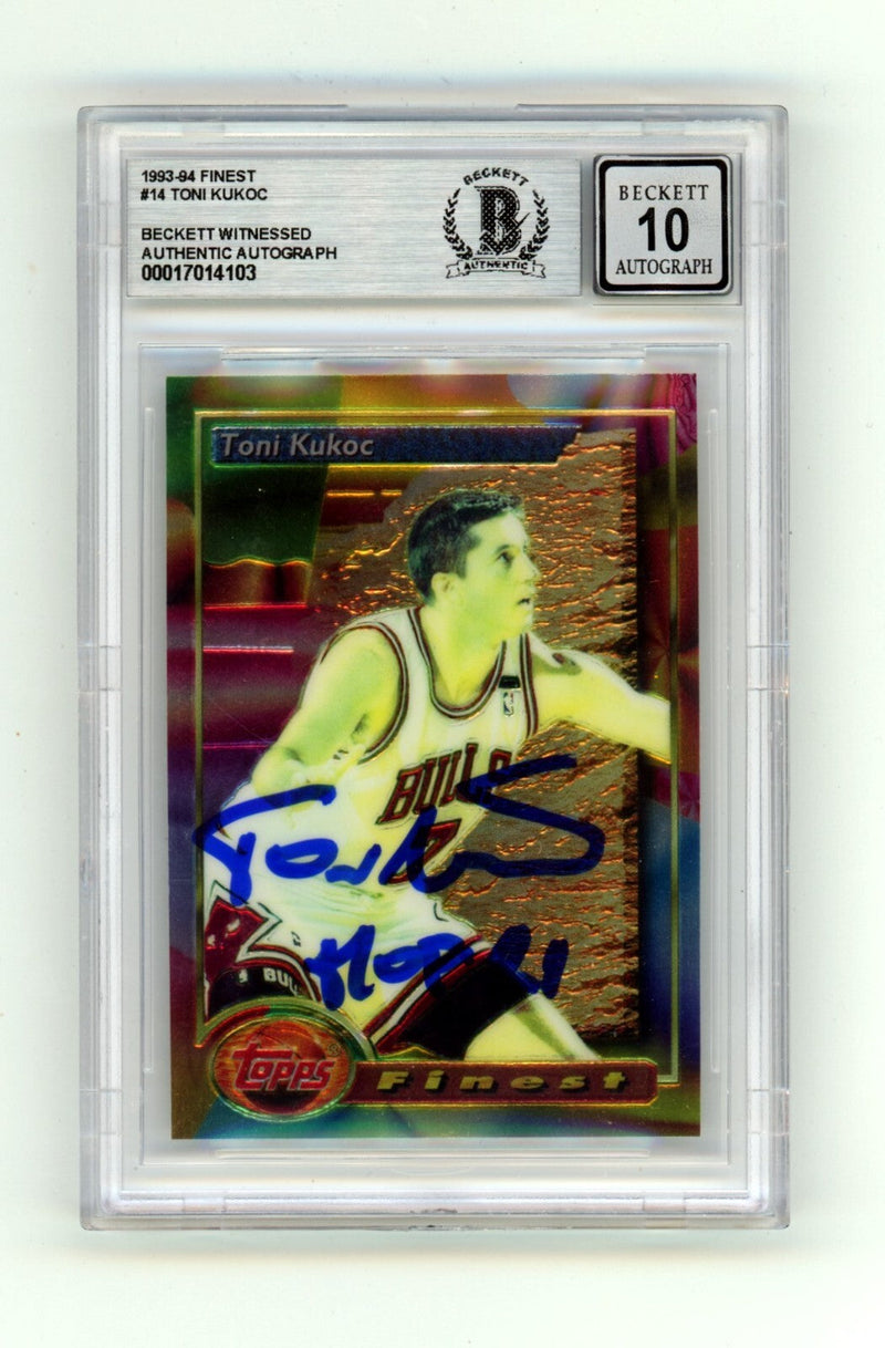 Toni Kukoc 1993-94 Topps Finest #14 Rookie RC Signed BAS BGS 10 Auto HOF Bulls