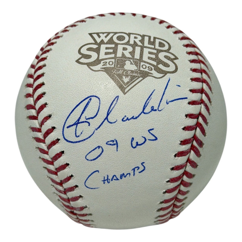 Joba Chamberlain Signed 2009 World Series Baseball w/ 09 WS Champs JSA Wit COA