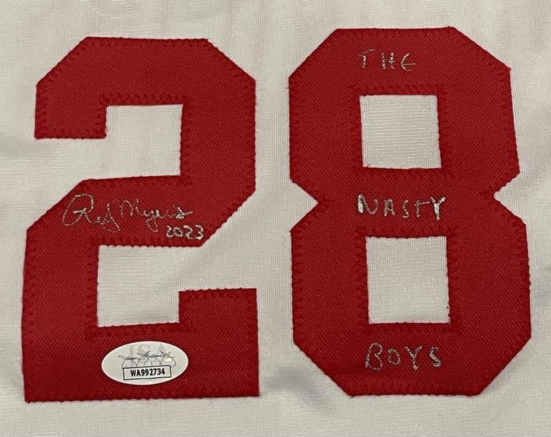 Dibble Myers Charlton Signed Custom "Nasty Boys" Jersey w/ Multi Insc JSA COA