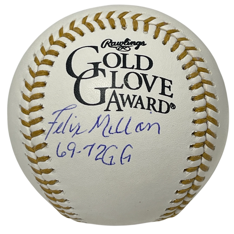 Felix Millan Signed Rawlings Gold Glove Baseball w/ 69-72 GG Beckett Wit BAS COA