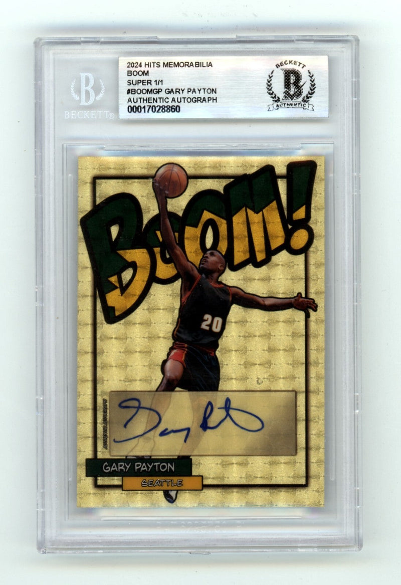 Gary Payton 2024 Hits Memorabilia BOOM Super #1/1 Signed BGS BAS Auto Sonics