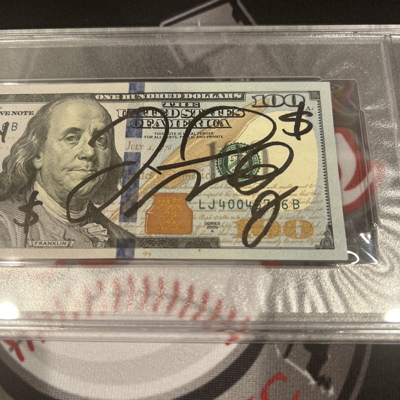Floyd Mayweather Jr. Signed $100 Bill US Currency x4 Inscription PSA Auth Auto E