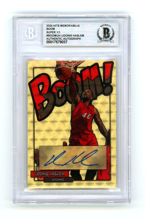 Udonis Haslem 2024 Hits Memorabilia BOOM Super 1/1 Signed BGS Auto Miami Heat